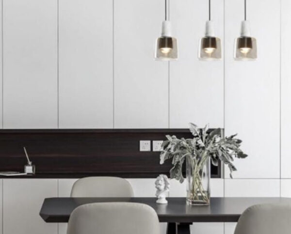 ANNIKA WHITE AND SMOKY AMBER PENDANT LAMP | URBAN SERIES - Image 3